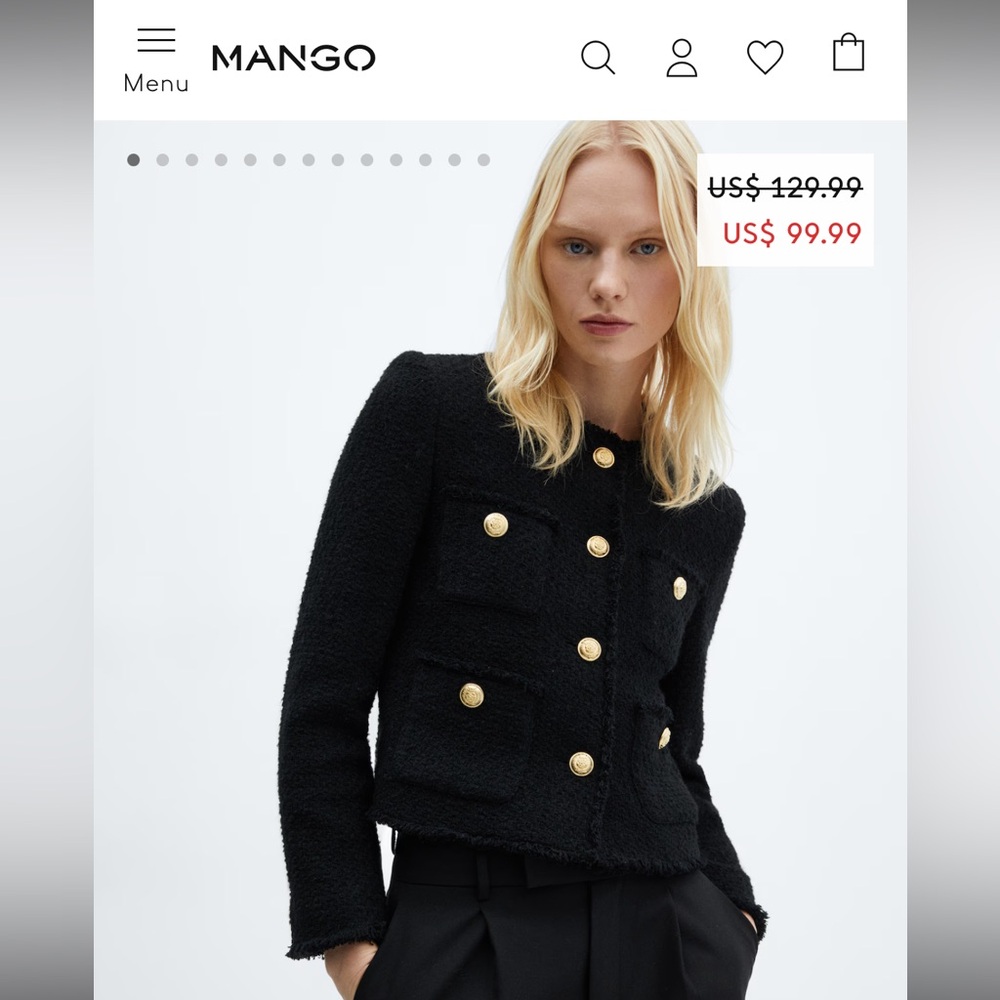 Mango Pocket Tweed Jacket
